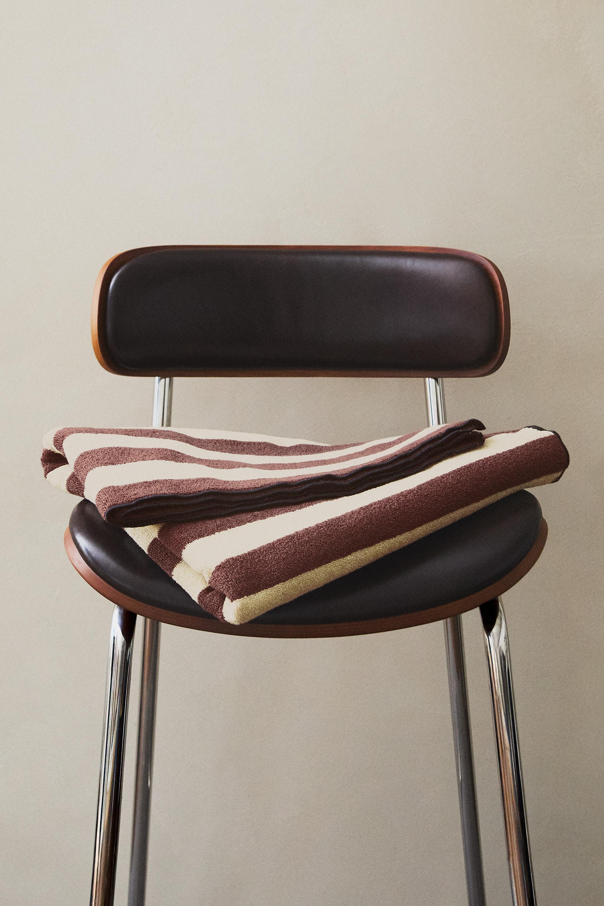 SERVIETTE DE BAIN COTON OVERLOCK RAYURES